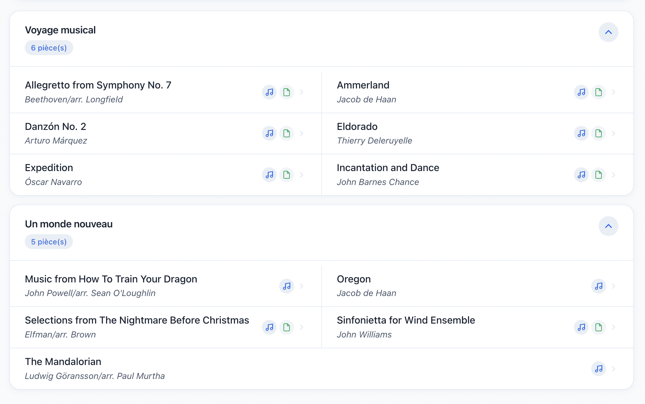 Interface de gestion des programmes musicaux - Création et organisation des saisons musicales